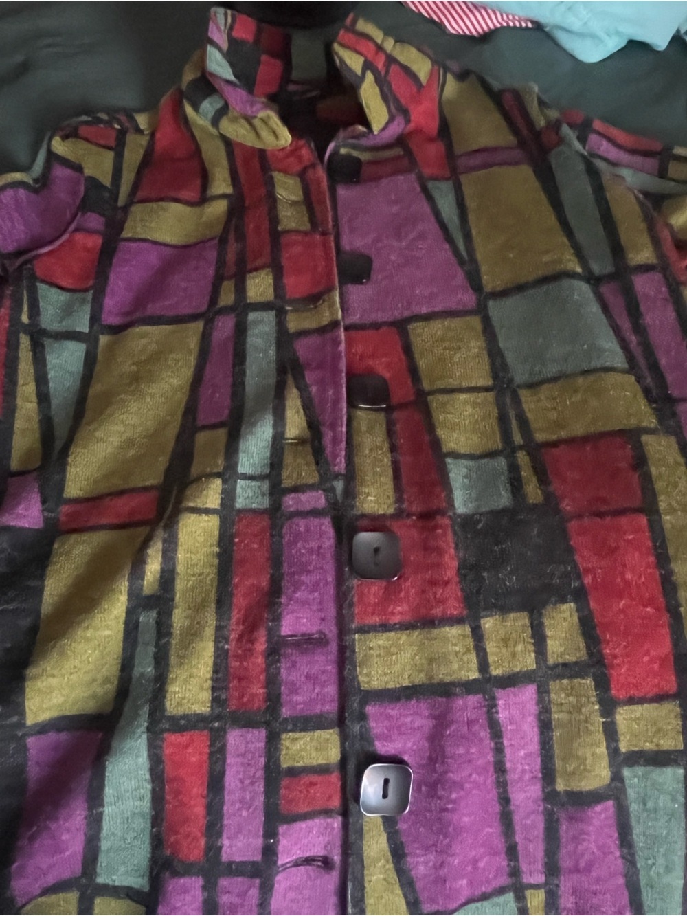 ali miles Men’s Multicolor Grid-Pattern Sweater - Large
